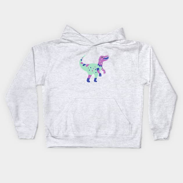 Cartoon Velociraptor Kids Hoodie by FunnyMoonCosmic